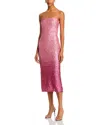 Loveshackfancy Stasia Sequined Strapless Midi Dress In Pink Ombre