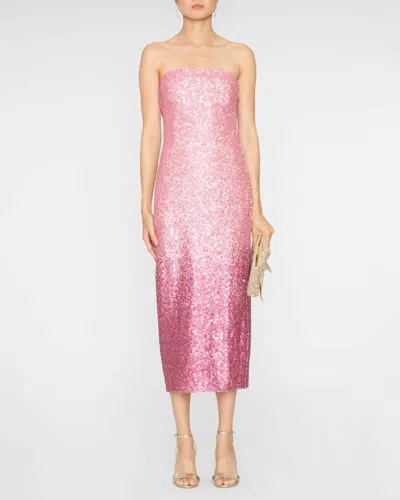 Loveshackfancy Stasia Midi Dress In Pink Ombre In Multi