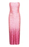 Loveshackfancy Stasia Sequined Strapless Midi Dress In Pink