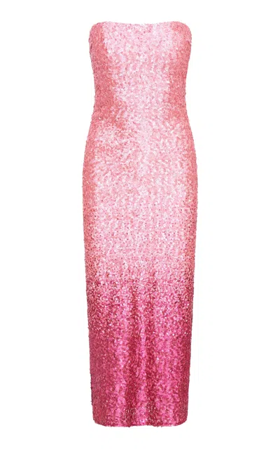Loveshackfancy Stasia Sequined Midi Dress In Pink Ombre