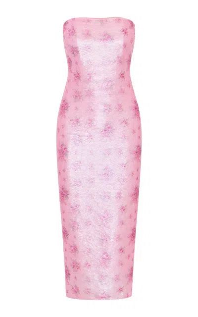 Loveshackfancy Stasia Sequined Midi Dress In Pink