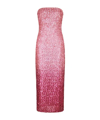 Loveshackfancy Stasia Sequined Ombré Midi Dress In Pink Ombre