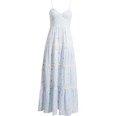 Loveshackfancy Story Floral Mixed Stripe Cotton Maxi Dress In White