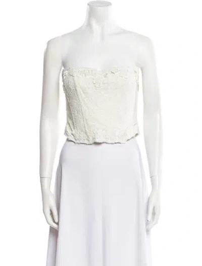 Pre-owned Loveshackfancy Strapless Crop Top In Neutral