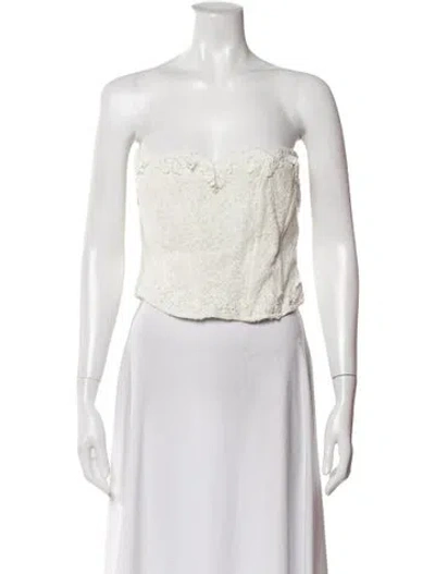 Pre-owned Loveshackfancy Strapless Crop Top W/ Tags In Neutral