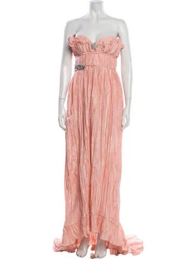 Pre-owned Loveshackfancy Strapless Long Dress In Orange