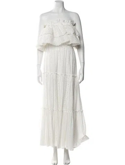 Pre-owned Loveshackfancy Strapless Long Dress In White