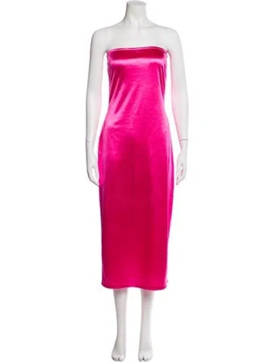 Pre-owned Loveshackfancy Strapless Midi Length Dress In Pink