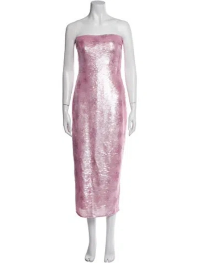 Pre-owned Loveshackfancy Strapless Midi Length Dress In Pink