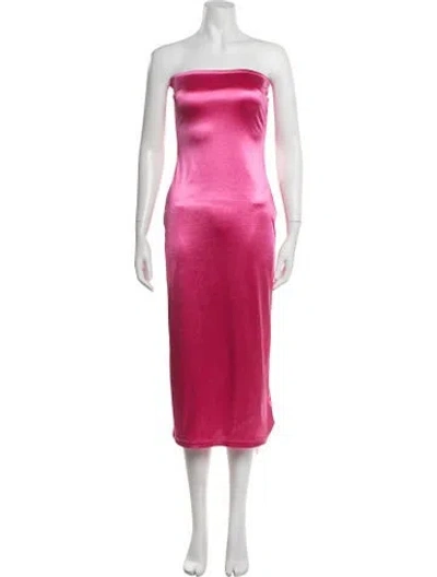 Pre-owned Loveshackfancy Strapless Midi Length Dress In Pink