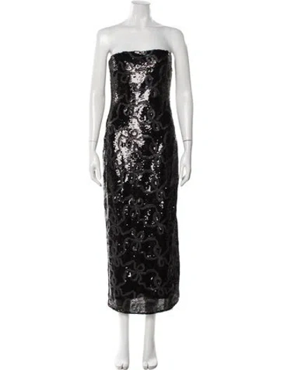 Pre-owned Loveshackfancy Strapless Midi Length Dress W/ Tags In Black