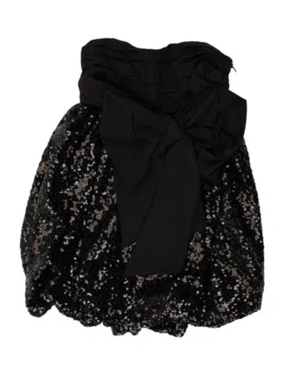 Pre-owned Loveshackfancy Strapless Mini Dress In Black