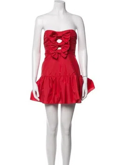 Pre-owned Loveshackfancy Strapless Mini Dress In Red