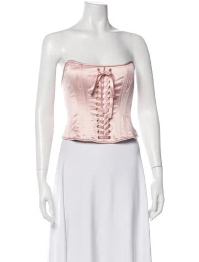 Pre-owned Loveshackfancy Strapless Top In Pink
