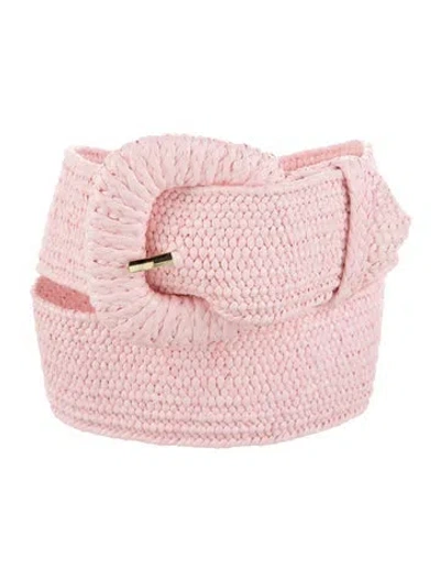 Pre-owned Loveshackfancy Straw Belt In Pink