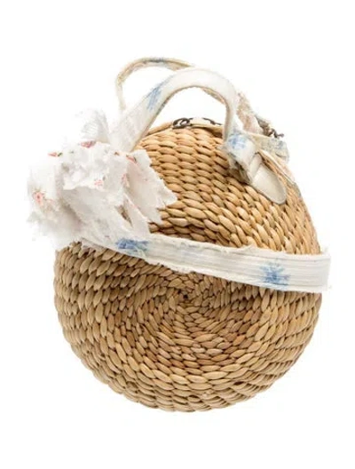 Pre-owned Loveshackfancy Straw Crossbody Bag In Neutral