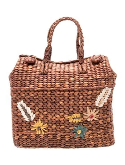 Pre-owned Loveshackfancy Straw Top Handle Bag In Brown
