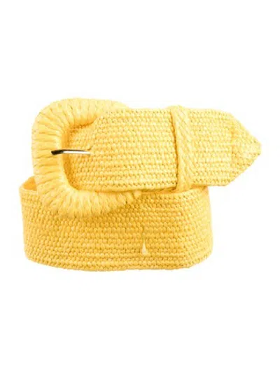 Pre-owned Loveshackfancy Straw Waist Belt W/ Tags In Yellow