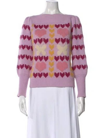 Pre-owned Loveshackfancy Striped Bateau Neckline Sweater In Multi