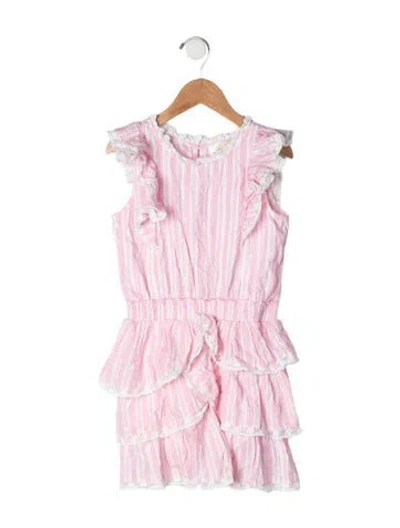 Pre-owned Loveshackfancy Kids' Striped Casual Dress In Pink