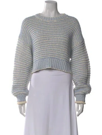 Pre-owned Loveshackfancy Striped Crew Neck Sweater In Blue