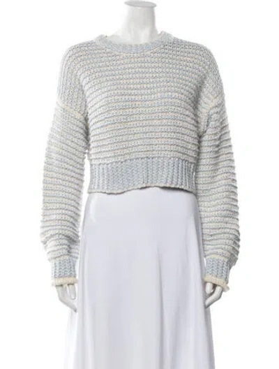 Pre-owned Loveshackfancy Striped Crew Neck Sweater In Blue
