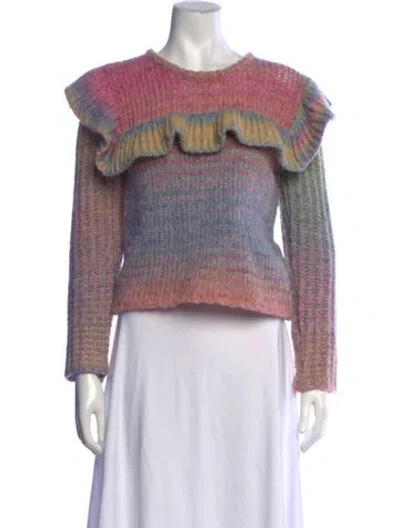 Pre-owned Loveshackfancy Striped Crew Neck Sweater In Blue