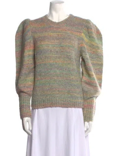 Pre-owned Loveshackfancy Striped Crew Neck Sweater In Green