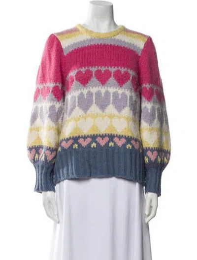 Pre-owned Loveshackfancy Striped Crew Neck Sweater In Multi