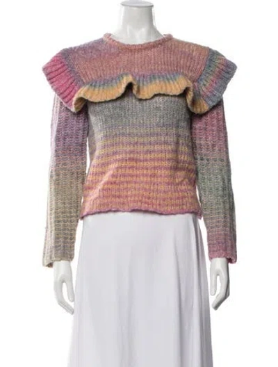 Pre-owned Loveshackfancy Striped Crew Neck Sweater In Multi