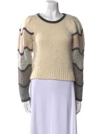 Pre-owned Loveshackfancy Striped Crew Neck Sweater In Neutral