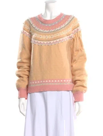 Pre-owned Loveshackfancy Striped Crew Neck Sweater In Neutral