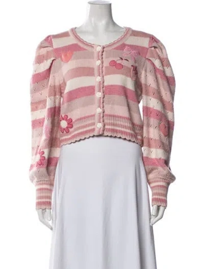 Pre-owned Loveshackfancy Striped Crew Neck Sweater In Neutrals