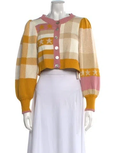 Pre-owned Loveshackfancy Striped Crew Neck Sweater In Pink