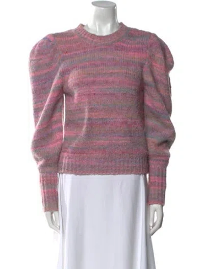 Pre-owned Loveshackfancy Striped Crew Neck Sweater In Pink