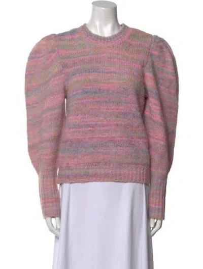 Pre-owned Loveshackfancy Striped Crew Neck Sweater In Pink