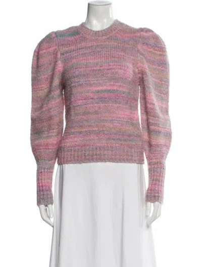 Pre-owned Loveshackfancy Striped Crew Neck Sweater In Pink