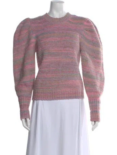 Pre-owned Loveshackfancy Striped Crew Neck Sweater In Pink