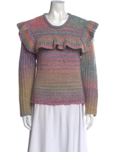 Pre-owned Loveshackfancy Striped Crew Neck Sweater In Pink