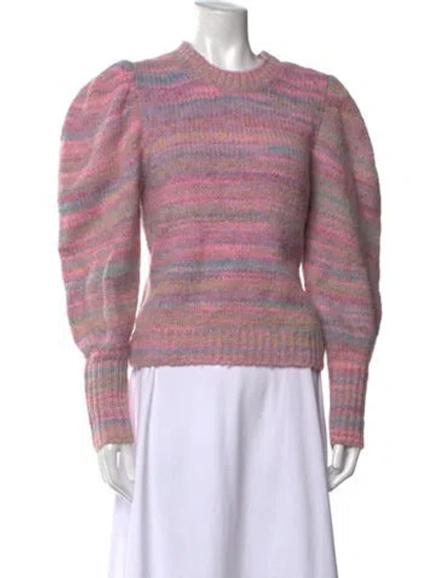 Pre-owned Loveshackfancy Striped Crew Neck Sweater In Pink