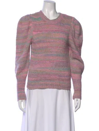 Pre-owned Loveshackfancy Striped Crew Neck Sweater In Purple