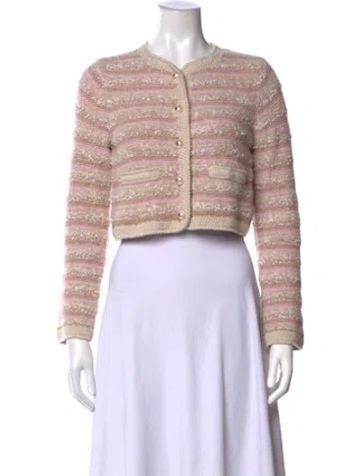 Pre-owned Loveshackfancy Striped Crew Neck Sweater In Purple
