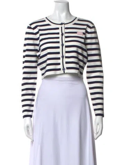 Pre-owned Loveshackfancy Striped Crew Neck Sweater W/ Tags In Blue