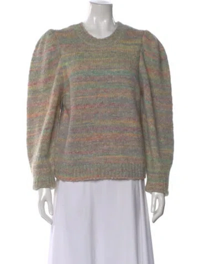 Pre-owned Loveshackfancy Striped Crew Neck Sweater W/ Tags In Gray