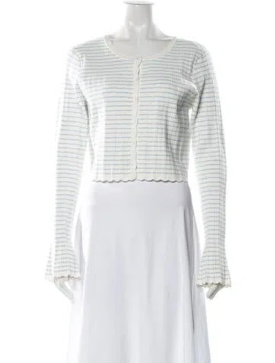 Pre-owned Loveshackfancy Striped Crew Neck Sweater W/ Tags In White