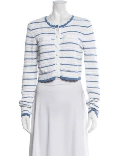 Pre-owned Loveshackfancy Striped Crew Neck Sweater In White