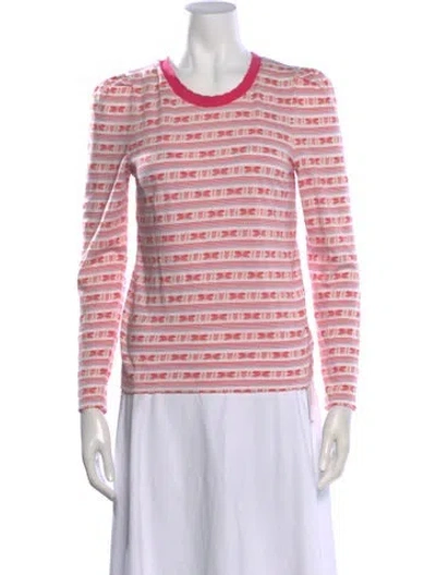 Pre-owned Loveshackfancy Striped Crew Neck Top In Pink