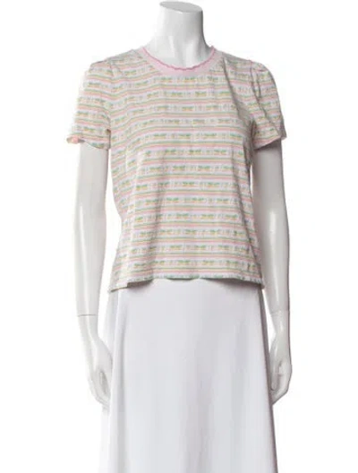 Pre-owned Loveshackfancy Striped Crew Neck T-shirt In Pink