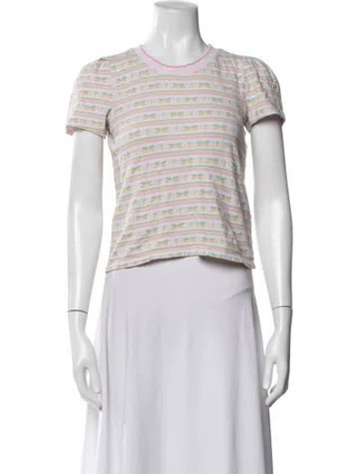 Pre-owned Loveshackfancy Striped Crew Neck T-shirt In Pink