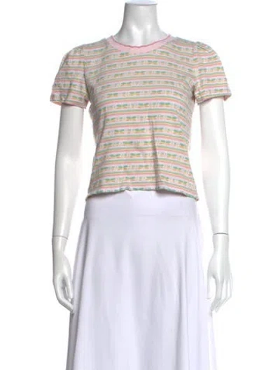 Pre-owned Loveshackfancy Striped Crew Neck T-shirt In Pink
